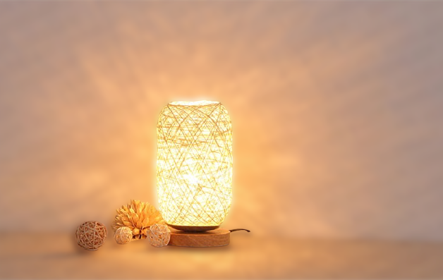 Table lamp made of rattan wood