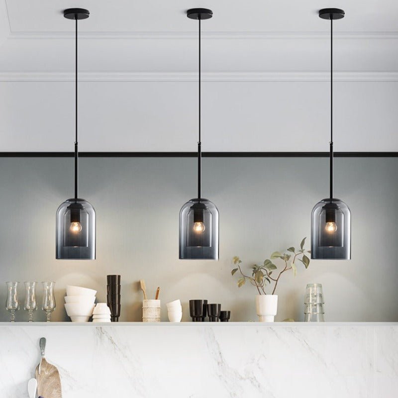Double glass pendant light