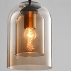 Mica Mid-Century Pendant Lamp – Double Glass Shade with Iron Fittings