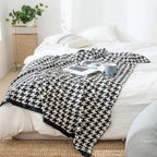PlaidLuxe Houndstooth Throw Blanket | Checked Design | Soft & Cozy | Various Sizes