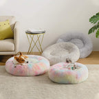 Beef Rainbow Extra Plush Calming Donut Dog Beds