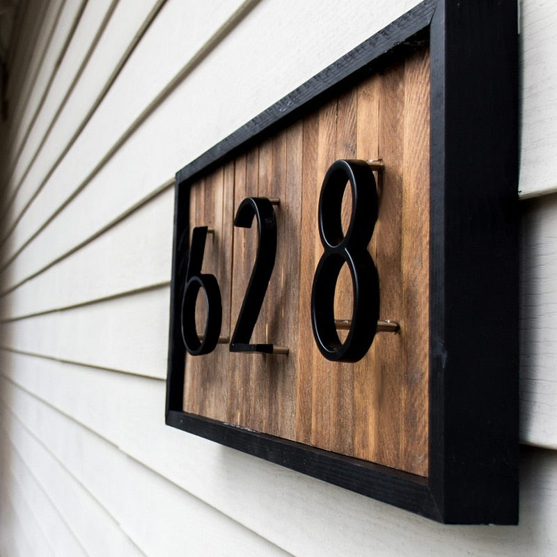 Royelux Modern House Numbers - Stainless Zinc Alloy, Black Finish, 5" High