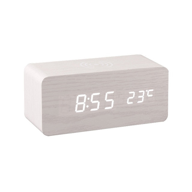 Modern Wood Wireless Charging Clock