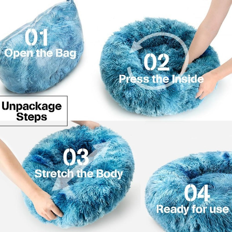Beef Rainbow Extra Plush Calming Donut Dog Beds