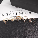 Fashion Crystal Gold color Geometric Knuckle Rings set