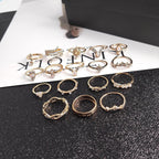 Fashion Crystal Gold color Geometric Knuckle Rings set