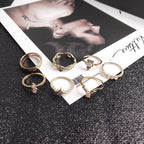 Fashion Crystal Gold color Geometric Knuckle Rings set
