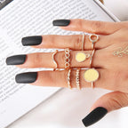 Fashion Crystal Gold color Geometric Knuckle Rings set