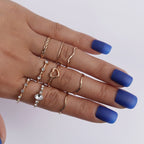 Fashion Crystal Gold color Geometric Knuckle Rings set