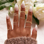 Fashion Crystal Gold color Geometric Knuckle Rings set