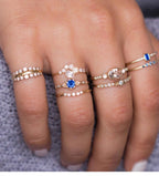 Fashion Crystal Gold color Geometric Knuckle Rings set