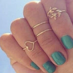 Fashion Crystal Gold color Geometric Knuckle Rings set