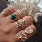 Fashion Crystal Gold color Geometric Knuckle Rings set