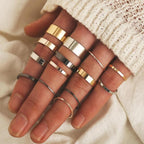 Fashion Crystal Gold color Geometric Knuckle Rings set