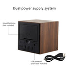 LED alarm clock in wooden cube shape