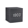 LED Alarm Clock in Wooden Cube Form
