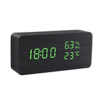 LED alarm clock in wooden cube shape