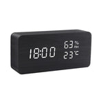 LED alarm clock in wooden cube shape
