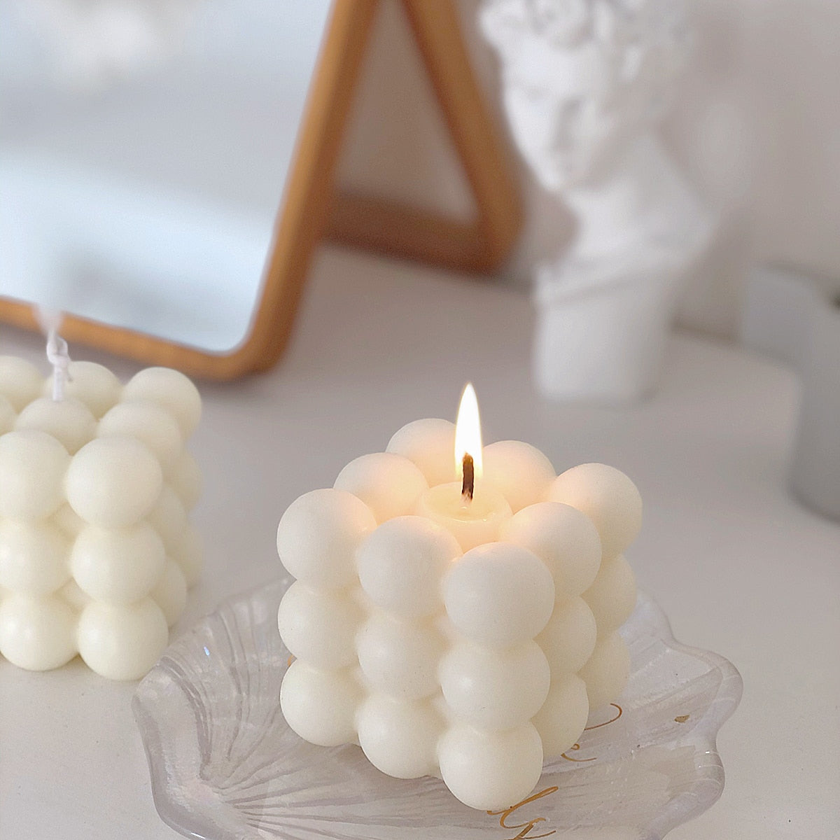 Cube Soy Wax White Candle
