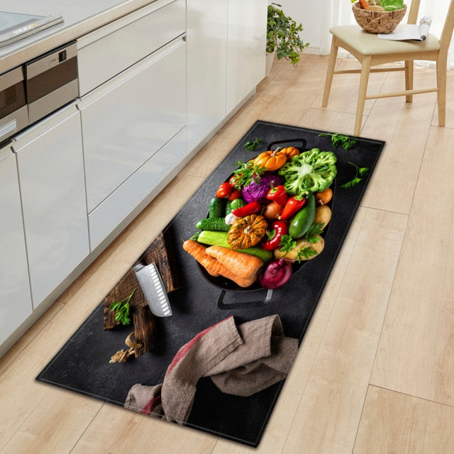 CookEase Food-Themed Kitchen Mat | Non-slip & Water-Repellent | Comfort Mat for Kitchen & Household