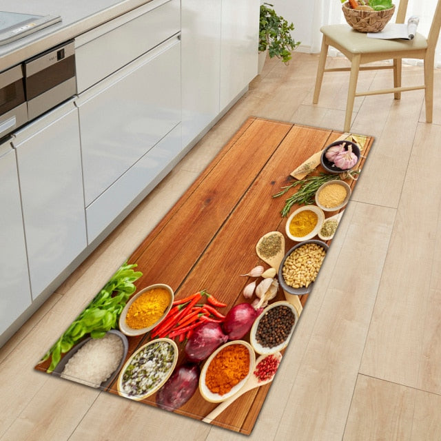 CookEase Food-Themed Kitchen Mat | Non-slip & Water-Repellent | Comfort Mat for Kitchen & Household