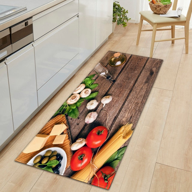 CookEase Food-Themed Kitchen Mat | Non-slip & Water-Repellent | Comfort Mat for Kitchen & Household