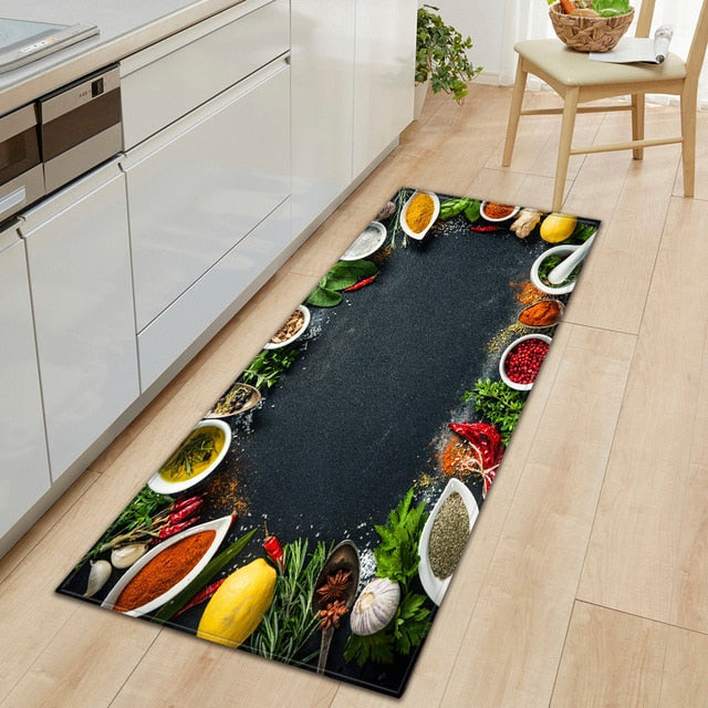 CookEase Food-Themed Kitchen Mat | Non-slip & Water-Repellent | Comfort Mat for Kitchen & Household