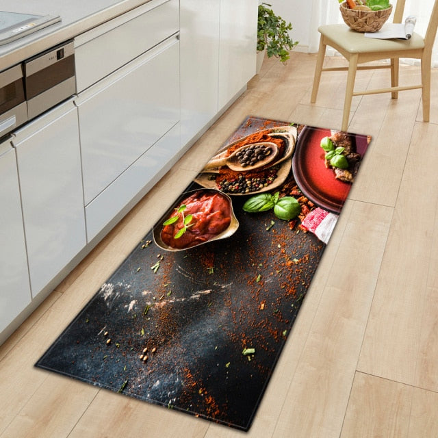 CookEase Food-Themed Kitchen Mat | Non-slip & Water-Repellent | Comfort Mat for Kitchen & Household