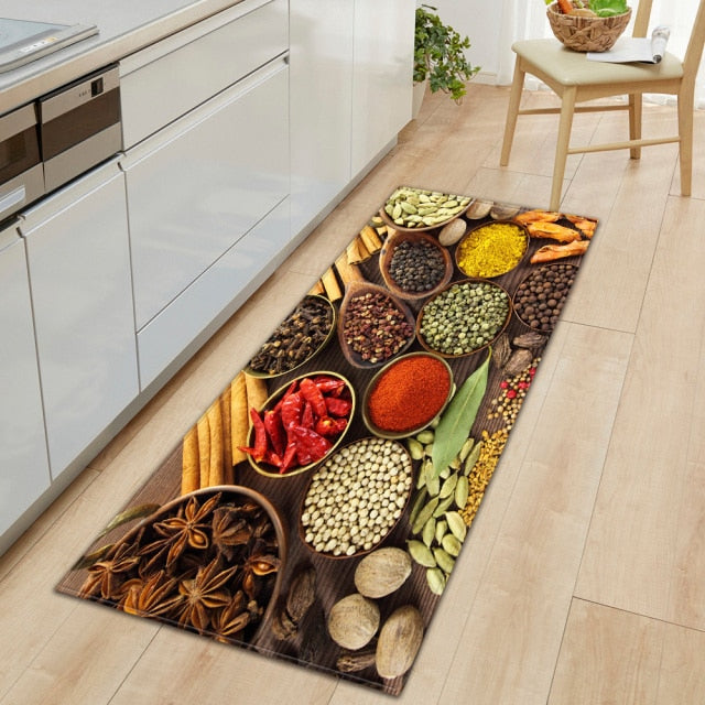 CookEase Food-Themed Kitchen Mat | Non-slip & Water-Repellent | Comfort Mat for Kitchen & Household
