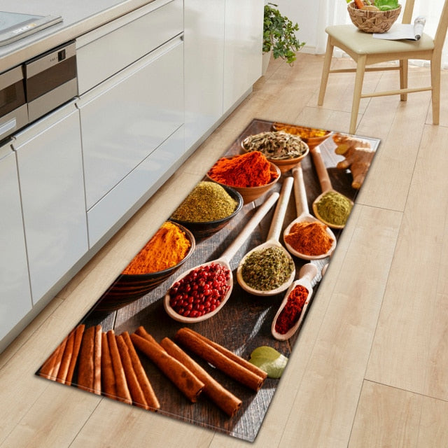 CookEase Food-Themed Kitchen Mat | Non-slip & Water-Repellent | Comfort Mat for Kitchen & Household