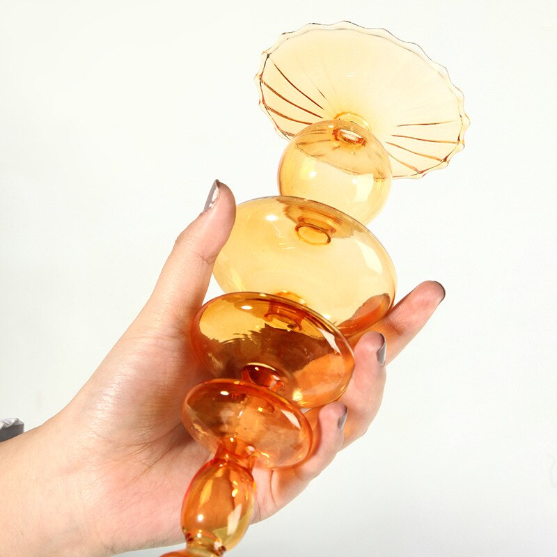 Modern Glass Candleholder-Orange