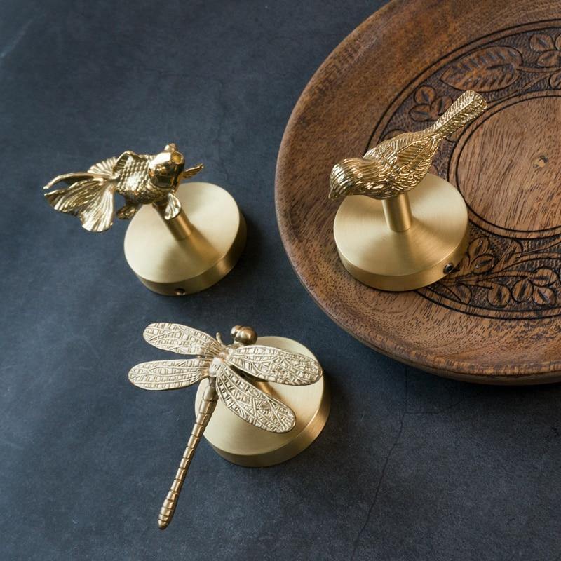 Solid Brass Animal Wall Hooks with Decorative Gold Finish for Home Storage
