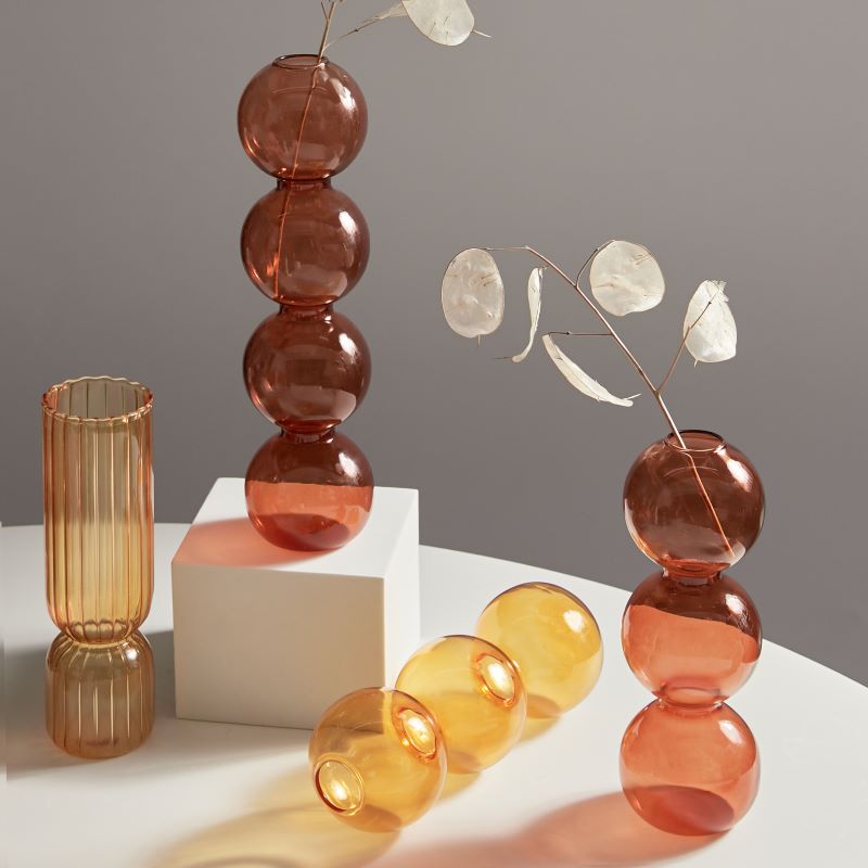 Modern Glass Candleholder-Brown