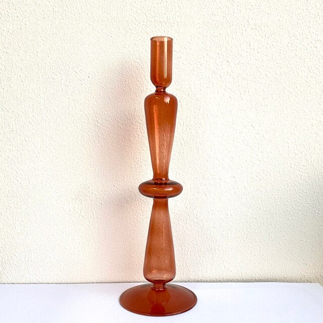 Modern Glass Candleholder-Brown