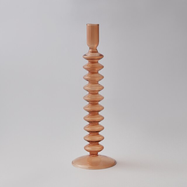 Modern Glass Candleholder-Brown