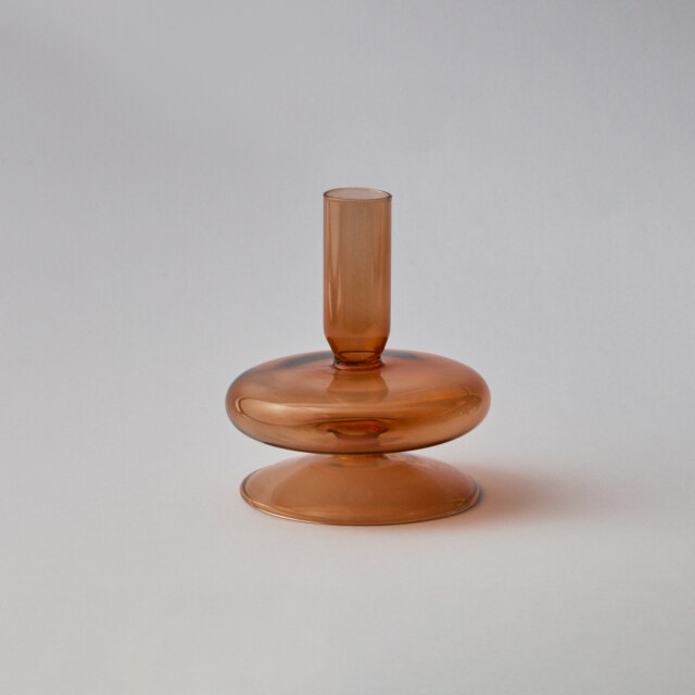 Modern Glass Candleholder-Brown