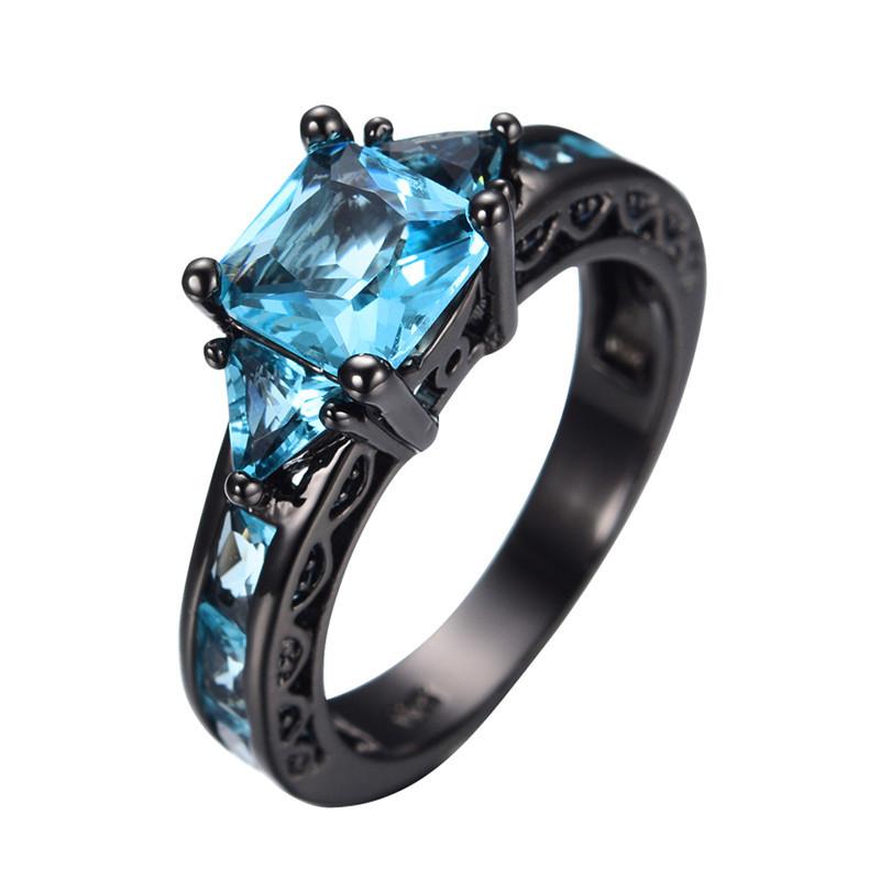 Aquamarine Gemstone Ring - 10kt Black Gold Plated