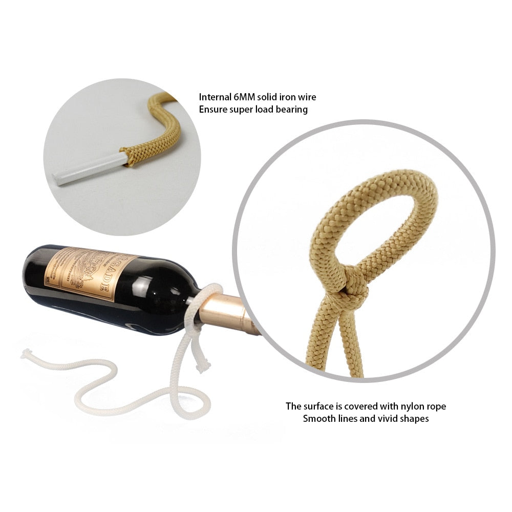 RopeElegance Hanging Rope Wine Rack | Stylish Wine Storage | Unique Design for Home