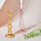 GlowCharm Pastel Glass Candle Holder | Decorative Candle Stands | Elegant Table Decor
