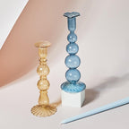GlowCharm Pastel Glass Candle Holder | Decorative Candle Stands | Elegant Table Decor