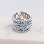 Bohemian Rainbow Evil Eye Rhinestone Filled Gold Rings