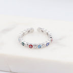 Bohemian Rainbow Evil Eye Rhinestone Filled Gold Rings