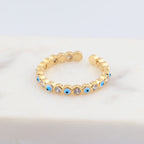 Bohemian Rainbow Evil Eye Rhinestone Filled Gold Rings