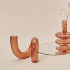 Modern Glass Candleholder-Brown
