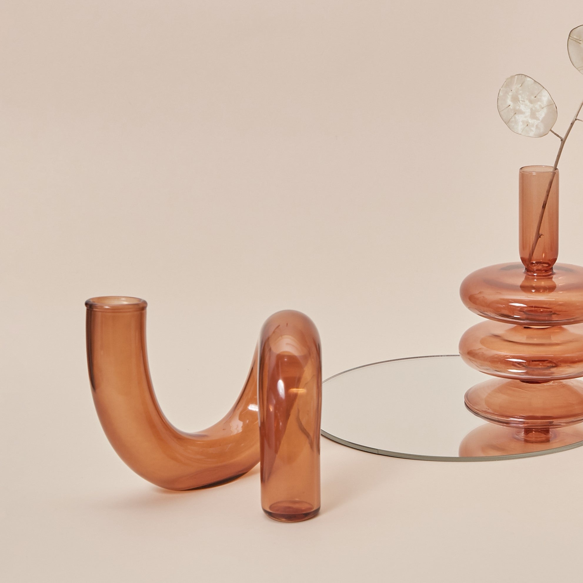 Modern Glass Candleholder-Brown