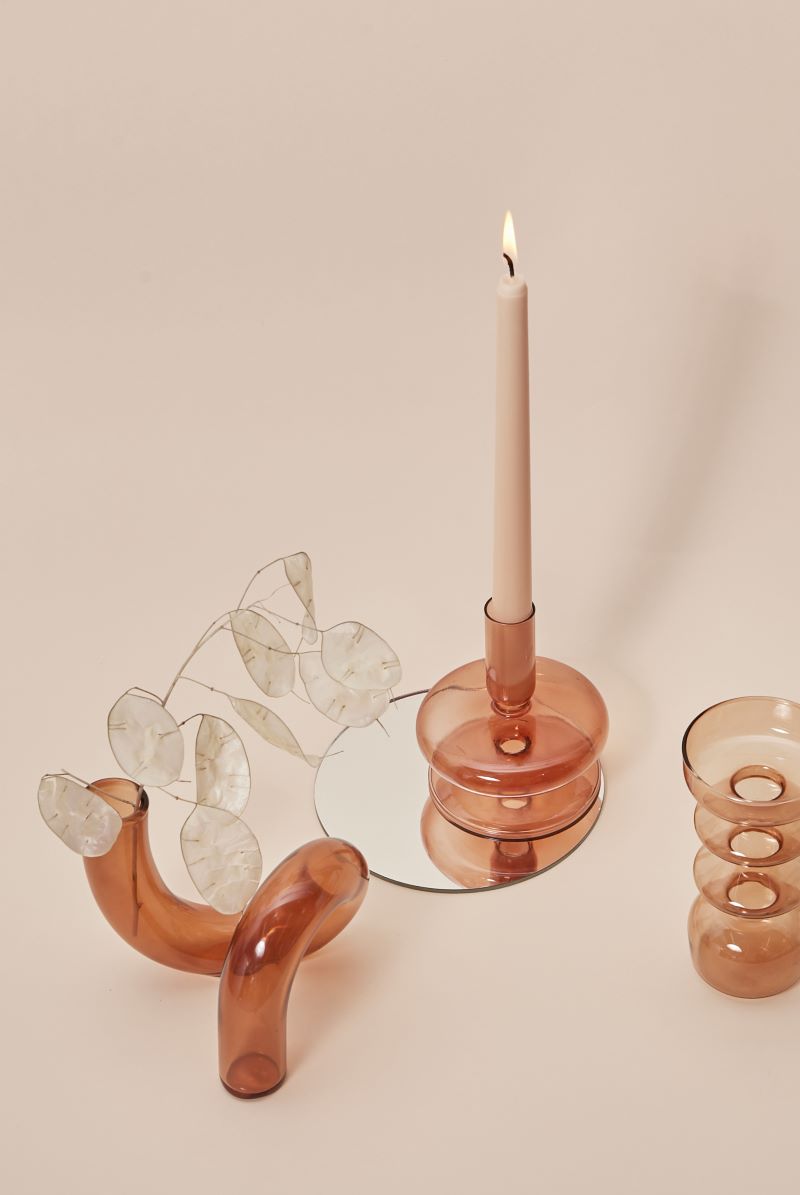 Modern Glass Candleholder-Brown