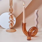 Modern Glass Candleholder-Brown