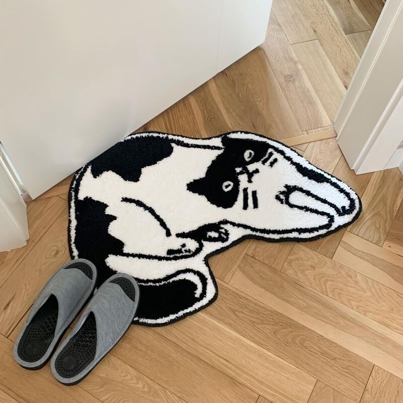 Black & White Cat Bath Mat