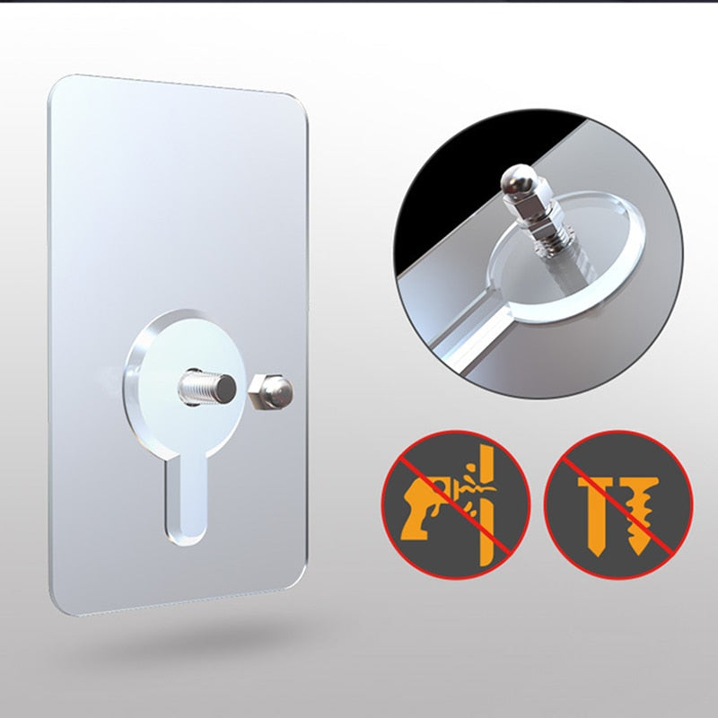 10 pieces heavy-duty punch-free transparent adhesive hooks