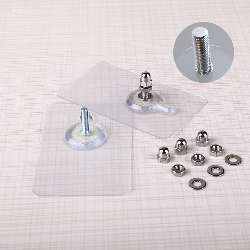10 pieces heavy-duty punch-free transparent adhesive hooks